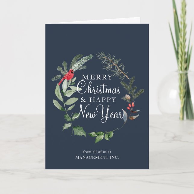 Business Corporate Holiday New Year Christmas Card (Front)