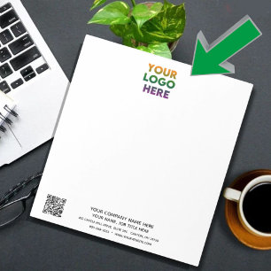 Business Corporate Logo and QR Code Unlined Notepad