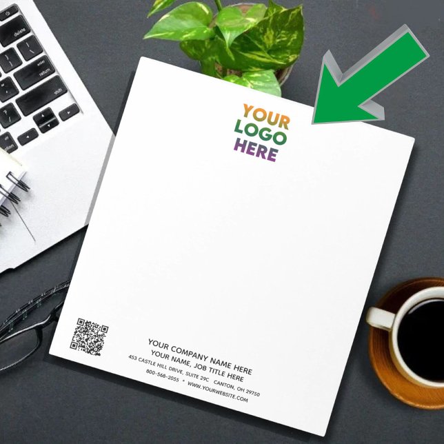 Business Corporate Logo and QR Code Unlined Notepad (Creator Uploaded)