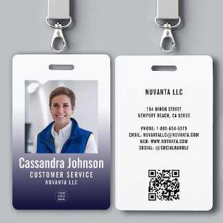 Business Corporate Navy Gradient Employee ID Photo ID Badge