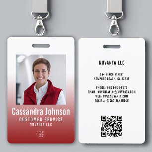 Business Corporate Red Gradient Employee ID Photo Badge