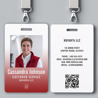 Business Corporate Red Gradient Employee ID Photo ID Badge