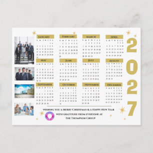 Business Corporate Stars Calendar Company Logo Holiday Postcard