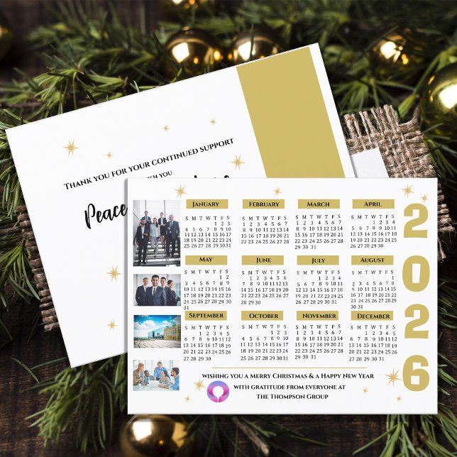 Business Corporate Stars Calendar Company Logo  Holiday Postcard (Business Corporate Stars Calendar Company Logo Holiday Postcard)