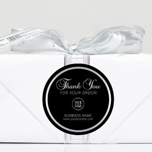 Business Corporate Thank You Silver Add LOGO Classic Round Sticker