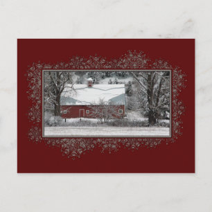 Business Country Barn Christmas Postcard