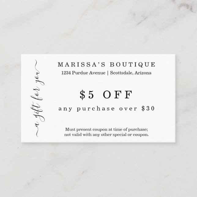 Business Coupon Card (Front)