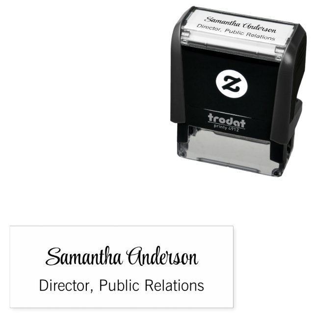 Business Cursive Script Signature Name Job Title  Self-inking Stamp (In Situ)