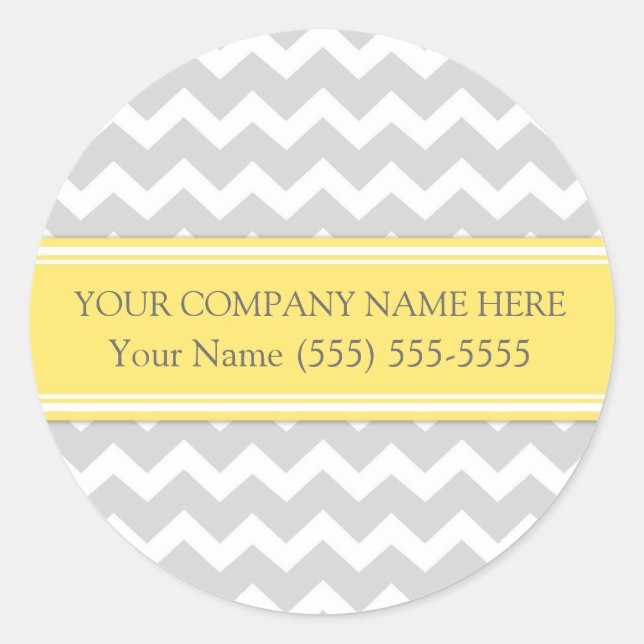 Business Custom Company Name Stickers Grey Chevron (Front)