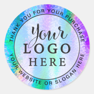 Business Custom Logo Iridescent Holographic Classic Round Sticker