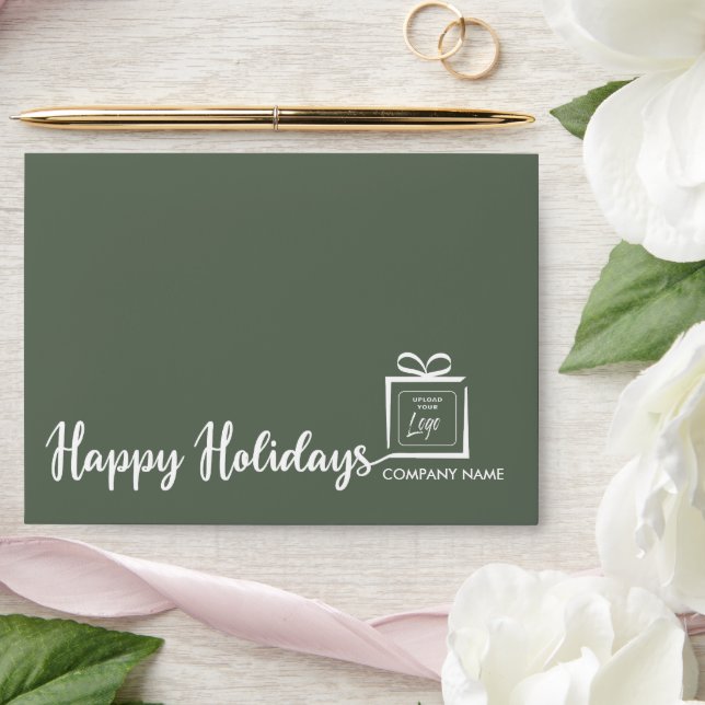 Business custom logo minimalist Happy Holidays Envelope (Wedding)