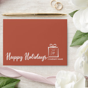 Business custom logo minimalist Happy Holidays Envelope