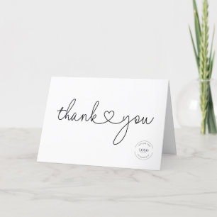Business customer appreciation Modern heart script Thank You Card