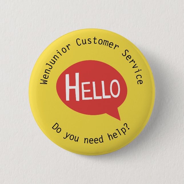 Business Customer Service Hello Help Yellow Custom 6 Cm Round Badge (Front)