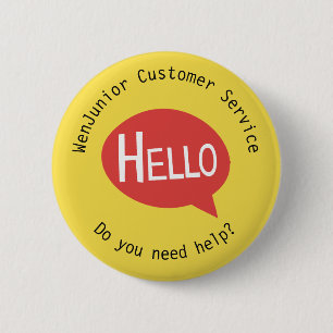 Business Customer Service Hello Help Yellow Custom 6 Cm Round Badge