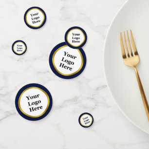 Business Dark Blue White and Gold Your Logo Here Confetti