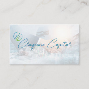 Business Deal Hand Shake   Financial Charts Card