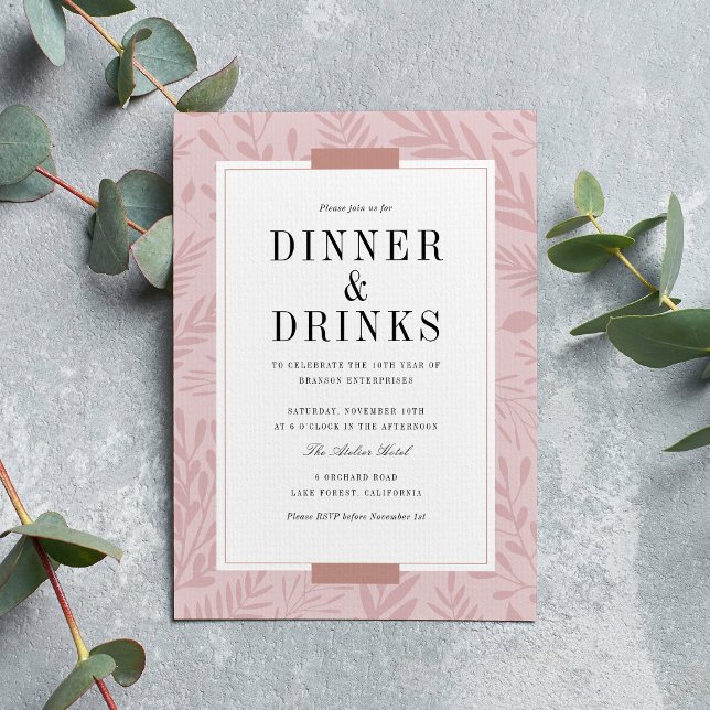 Business Dinner & Drinks - Blush Pink Invitation (Creator Uploaded)