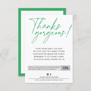 BUSINESS DISCOUNT modern ball pen green Thank You Card