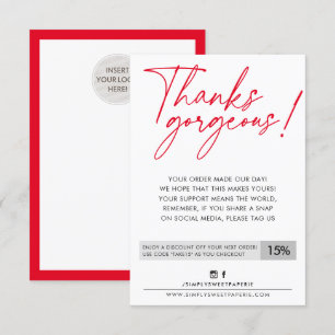 BUSINESS DISCOUNT modern ball pen red Thank You Card
