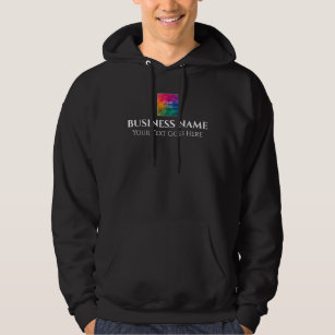 Business Double Sides Company Logo Mens Black Hoodie