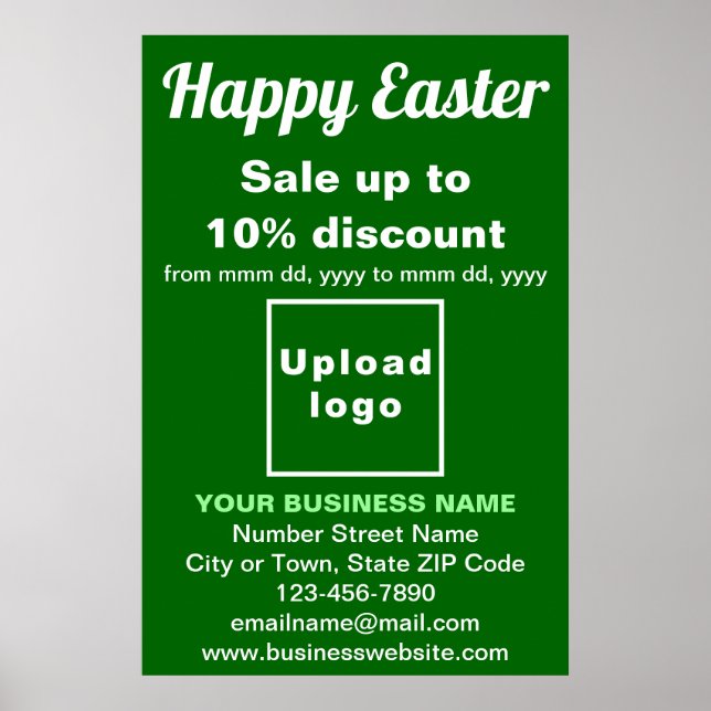 Business Easter Holiday Sale Green Poster (Front)