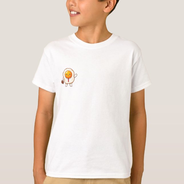 Business Egg Briefcase Waving Kids T-Shirt (Front)