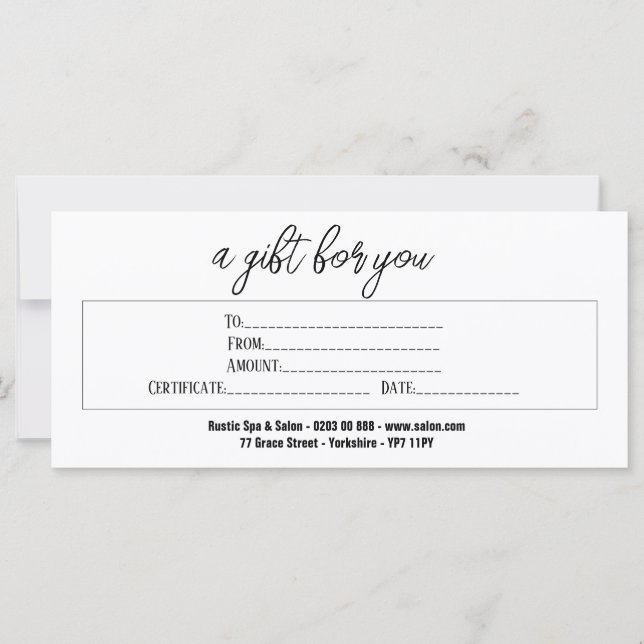 Business Elegant Handwriting Gift Certificate (Front)