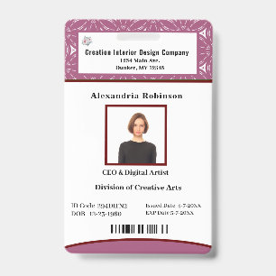 Business Employee Bar Code Logo ID Identification Badge