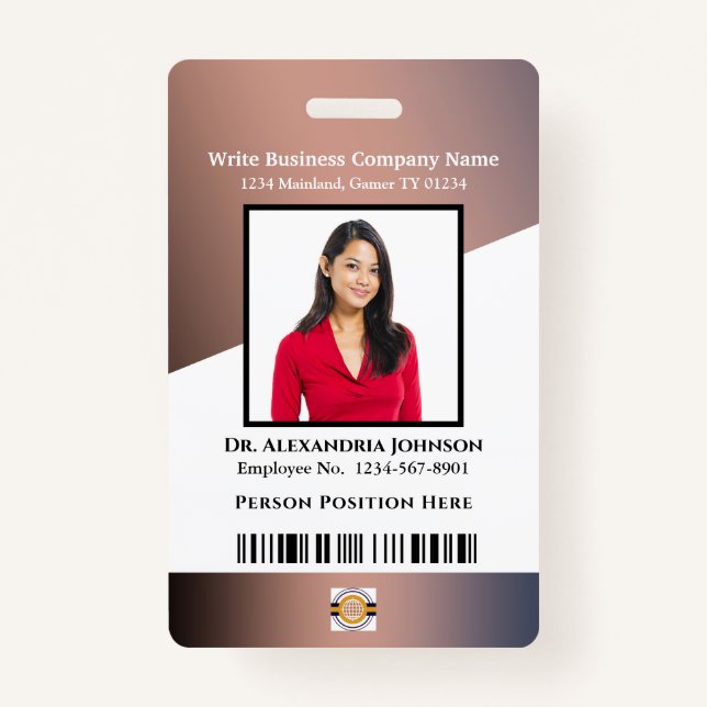 Business Employee Bar Code Logo ID Identification ID Badge (Front)