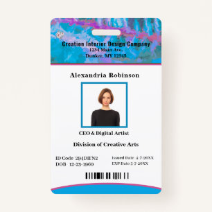 Business Employee Bar Code Logo ID Identification ID Badge