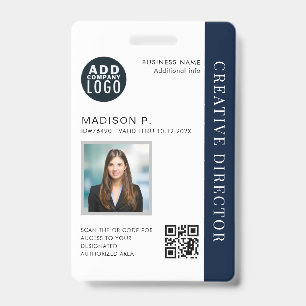Business Employee ID Custom QR Code Photo Badge