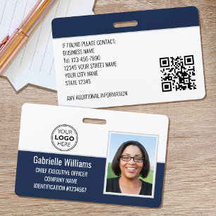 Business Employee ID Photo Security Navy Blue Badge