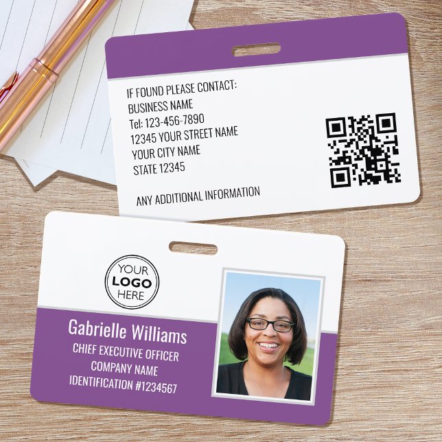 Business Employee ID Photo Security Purple Badge (Creator Uploaded)