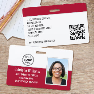 Business Employee ID Photo Security Red Badge