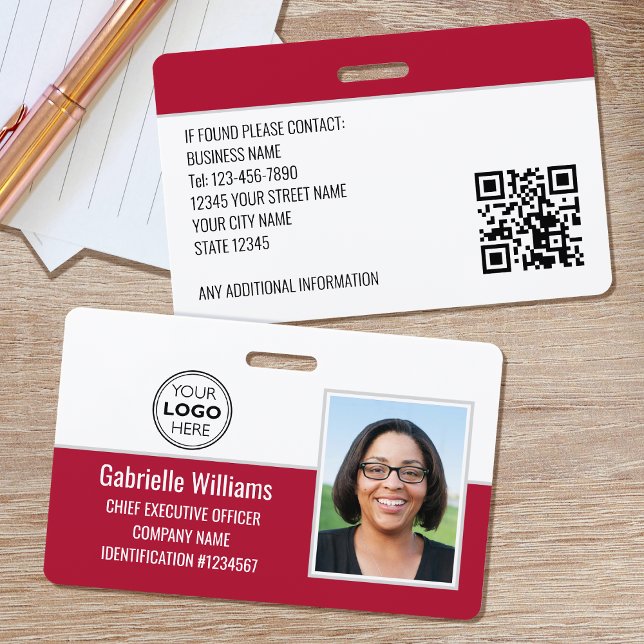 Business Employee ID Photo Security Red ID Badge (Creator Uploaded)