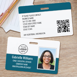 Business Employee ID Photo Security Teal Badge