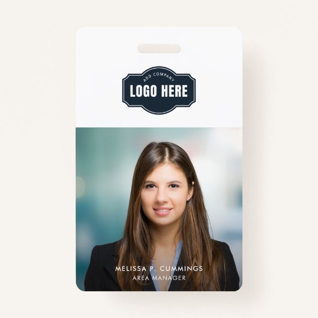 Business Employee Photo ID with QR Code Custom ID Badge (Front)