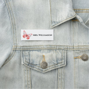 Business Employee Teacher Butterfly Work Name Tag