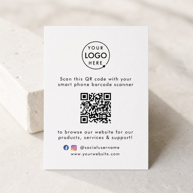 Business Enclosure Card | QR Code Insert Handout (This versatile card can easily be updated with your company logo, QR code, social media & website!)
