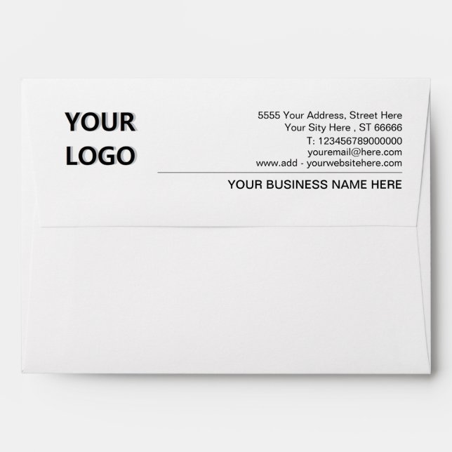 Business Envelope with Your Logo Name Address Info (Back (Top Flap))