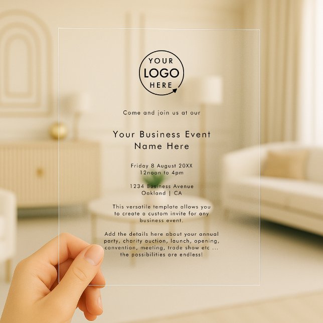 Business Event Invitation | Acrylic Logo Invites (Modern acrylic business event invitation template by Guava - transparent, simple, and customizable)