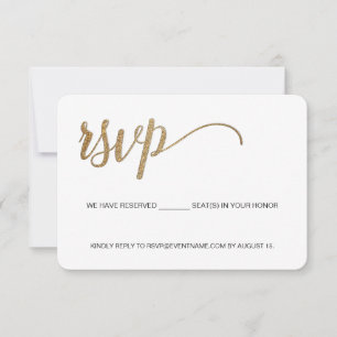 Business event logo faux Gold Script email RSVP Card