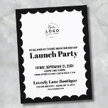 Business Event Logo Launch Party Postcard<br><div class="desc">A fun but simple invitation for a business grand opening or a brand or product launch party event. Add your own logo to the top to give it your branding, and you can change out all of the element colours to match your brand colours. You can even change the scallop...</div>