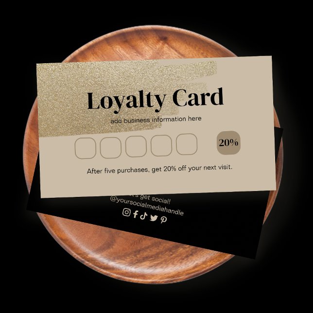 Business Faux Gold Brush Loyalty Cards (Creator Uploaded)
