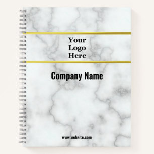Business Faux White Marble Company Name Logo Notebook