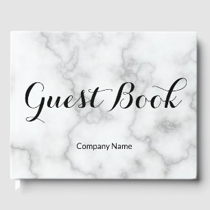 Business Faux White Marble Company Name Template Guest Book