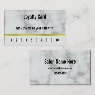 Business Faux White Marble Hair Salon Loyalty Card
