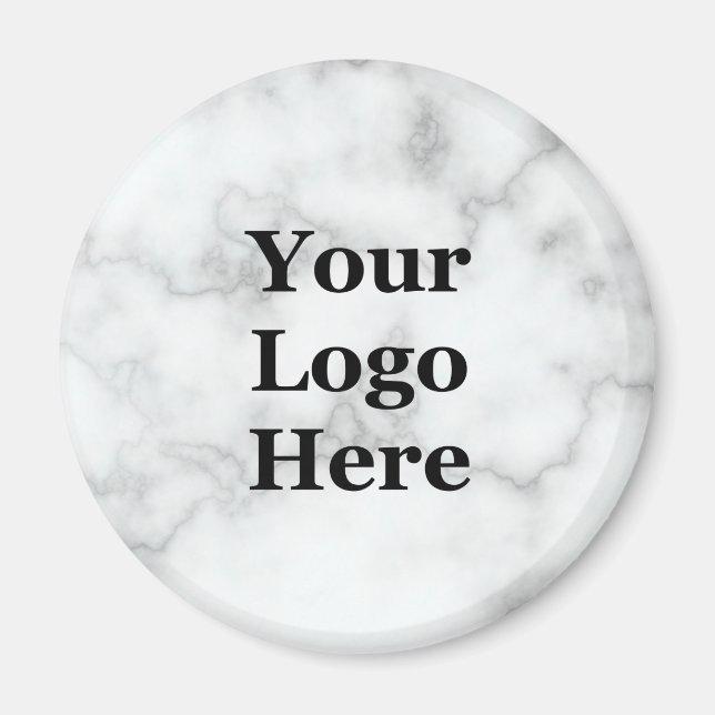 Business Faux White Marble Your Logo Here Template Magnet (Front)