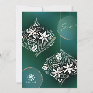 Business Floral Ornament Non-Photo Holiday Card